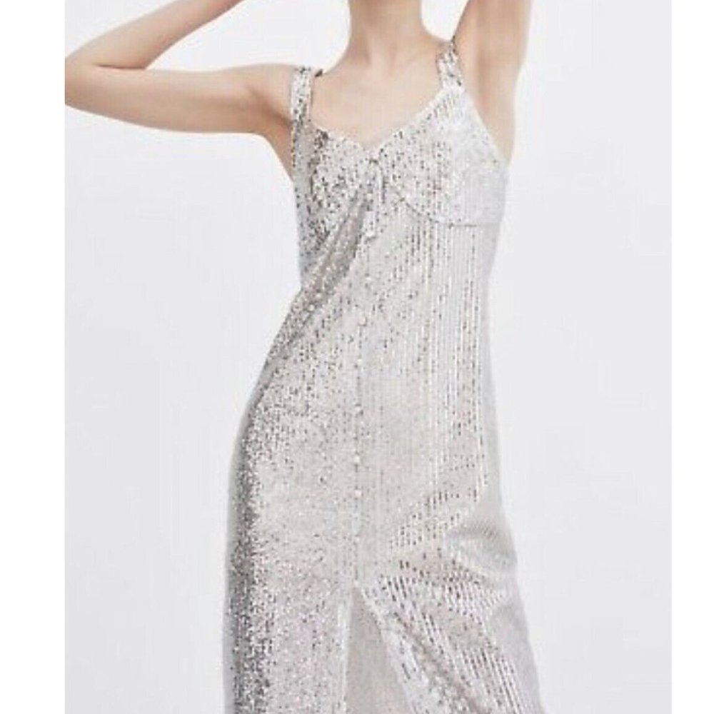 Zara Silver Sequin Dress